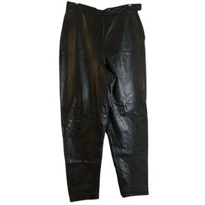 Cedars Vintage Y2K Black 100% Leather Tapered Leg High Waist Pants Sz 14